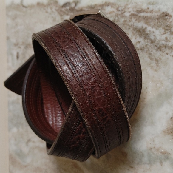 Men's Lejon Bison Leather Belt Dark Brown Size 46 - Picture 4 of 11